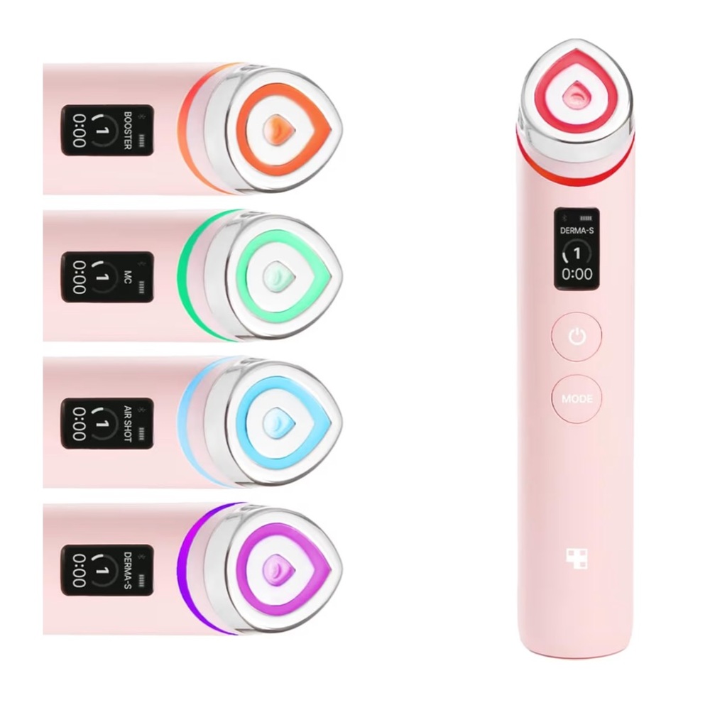 Pink LED Microcurrent Facial Device for Home Skincare